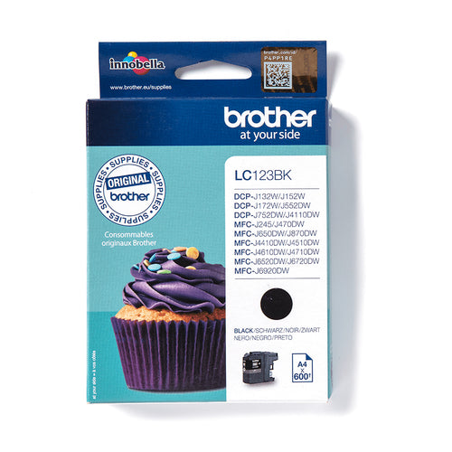 Cartouche Jet d'encre de Marque BROTHER LC123BK NOIR (600 pages) pour imprimante Brother MFC J650