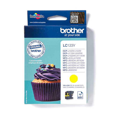 Cartouche Jet d'encre de marque BROTHER LC123Y YELLOW (600 pages) pour imprimante Brother MFC J6920