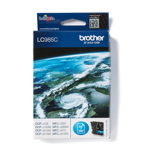 Cartouche Jet d'encre de marque Brother LC985C CYAN (260 pages) pour imprimante Brother MFC J125
