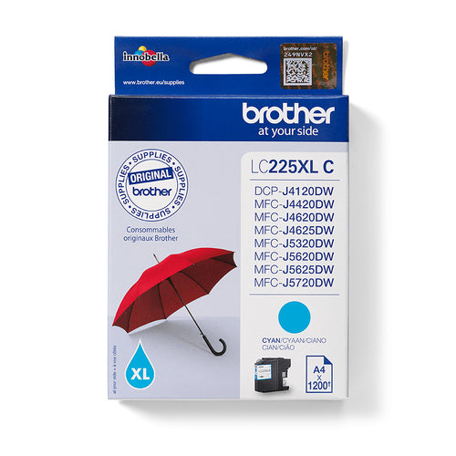 Cartouche Jet d'encre de marque BROTHER LC225XLC CYAN (1200 pages)