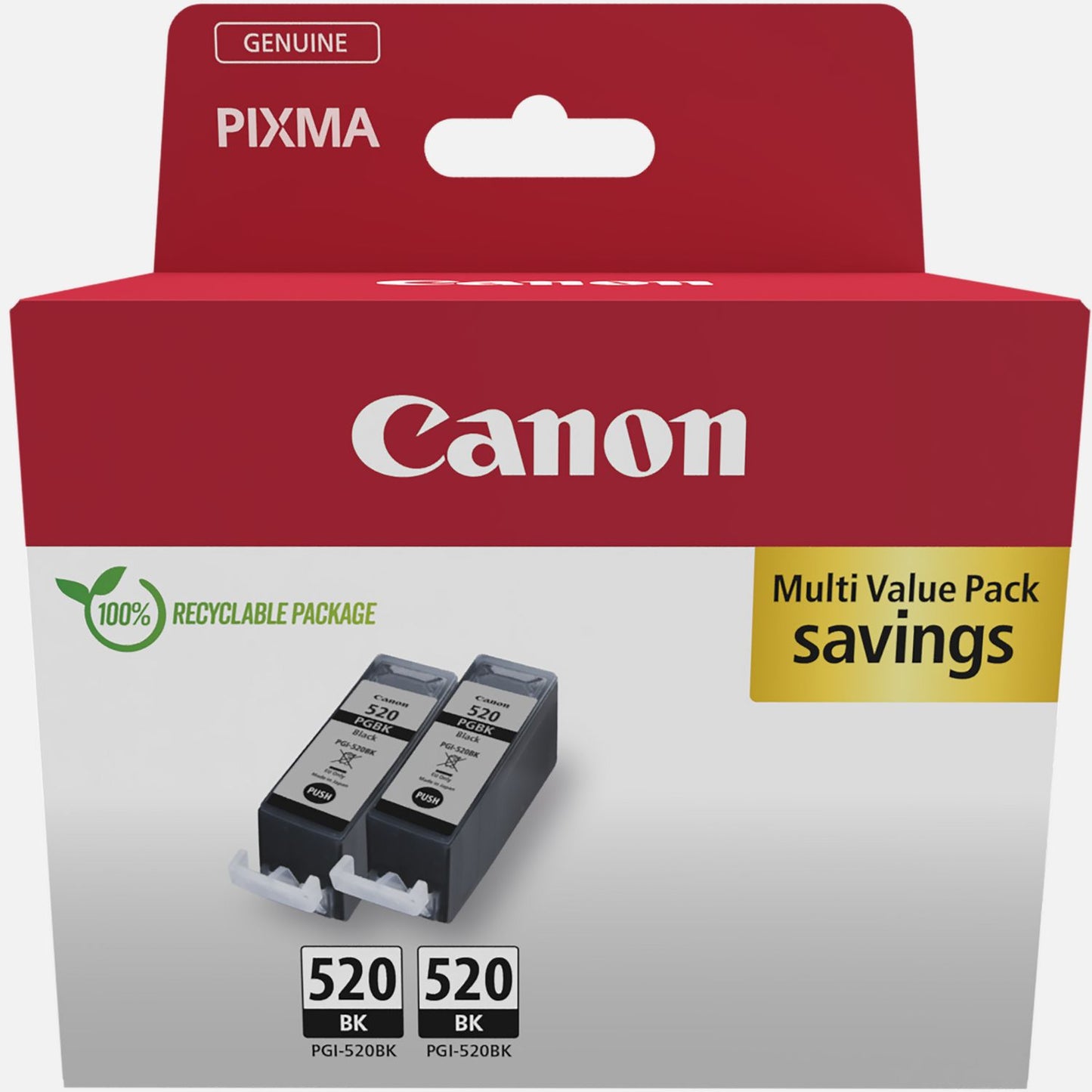 Twin Pack Cartouches Jet d'encre de Marque Canon (PGI-520BLACK) BLACK