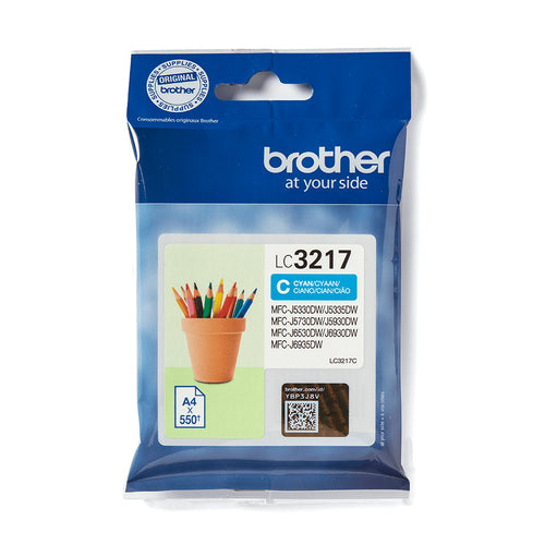 Cartouche Jet d'encre de marque Brother LC3217C cyan (550 pages)