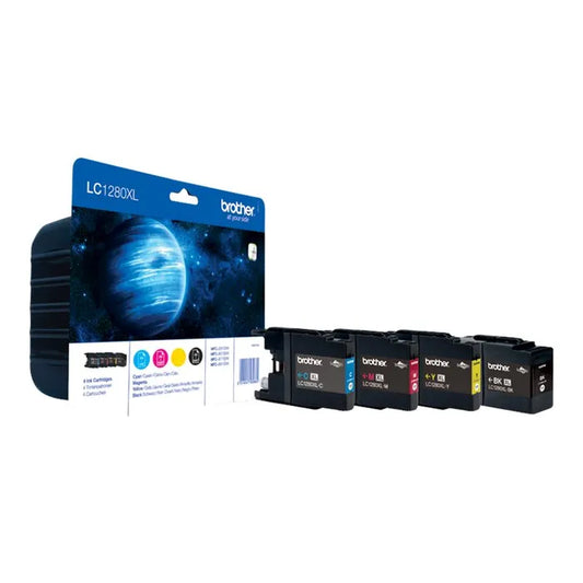 Pack de 3 Cartouches Jet d'encre de marque BROTHER LC1280XLBKCMY Couleur (CYAN, MAGENTA, YELLOW) Haute capacité (3x 1 200 pages).