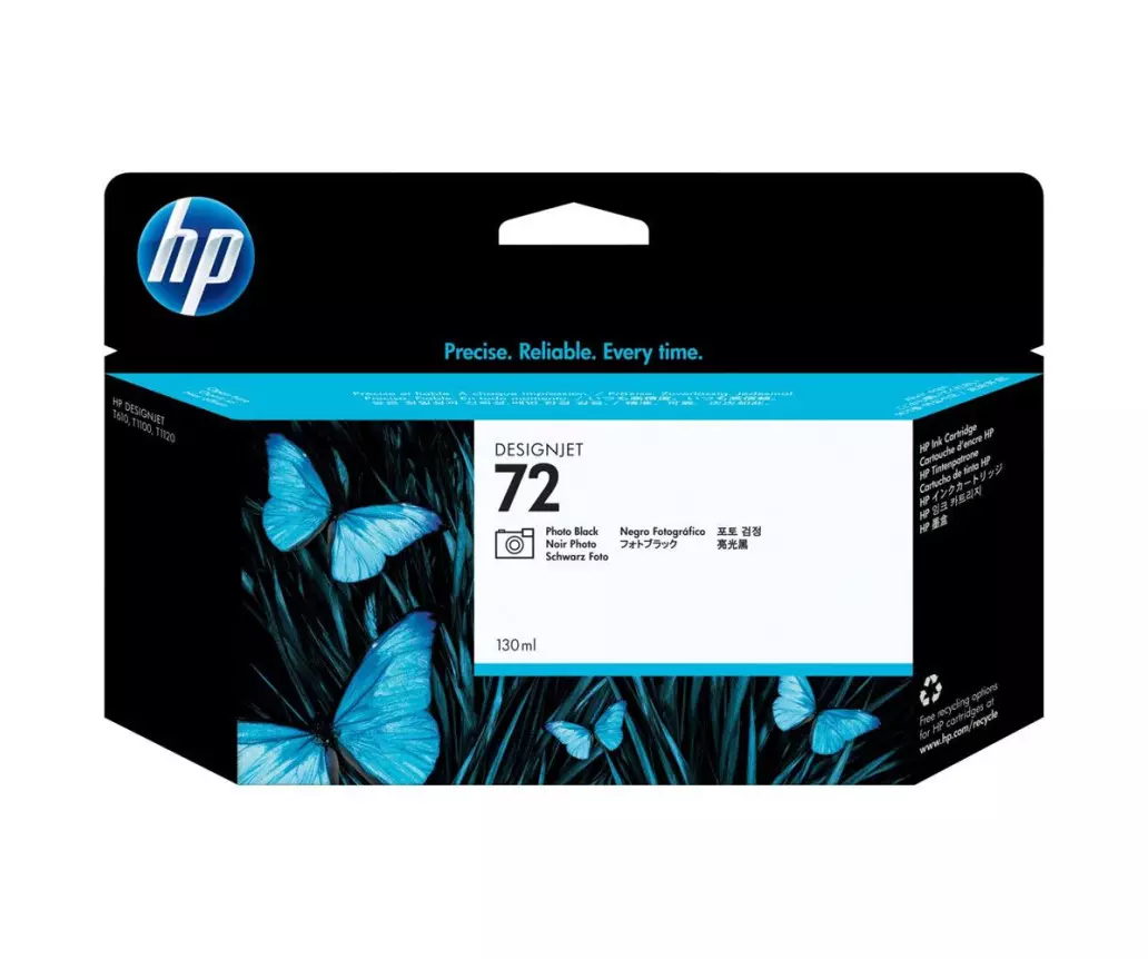 Cartouche Jet d'encre de Marque HP72 C9370AE (N°72) Black PHOTO Haute Capacité (130ml) (avec encre Vivera)