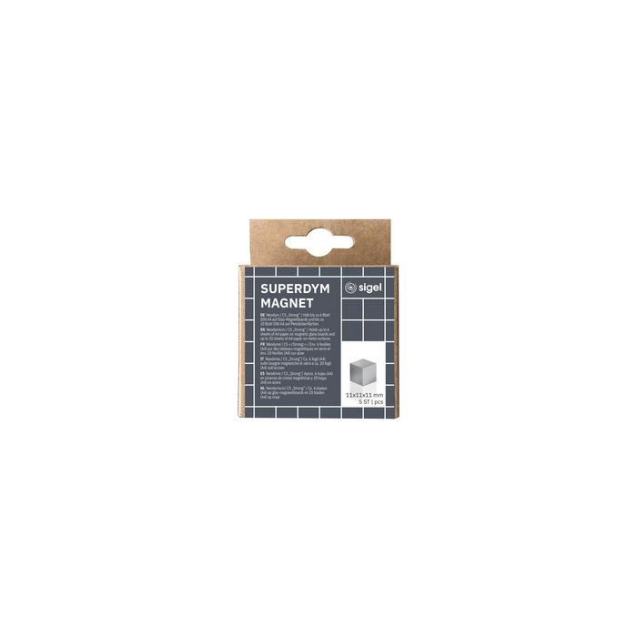 sigel Aimant néodyme cube "Strong" C5, set de 5, argent