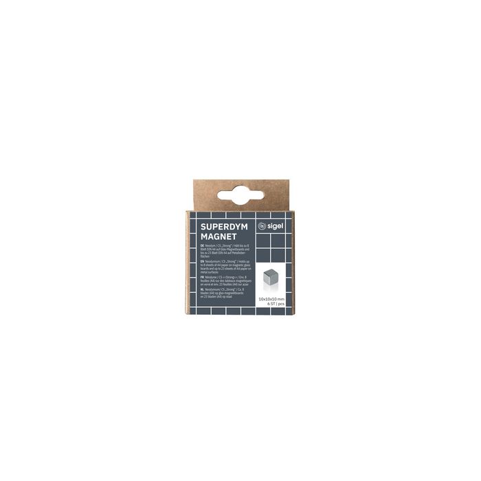 sigel Aimant néodyme cube "Strong" C5, set de 6, argent