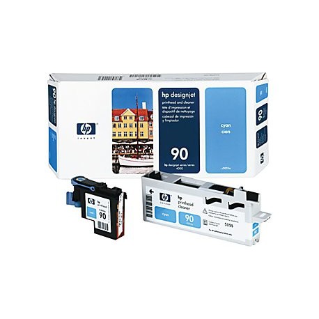 Tête d'impression Jet d'encre de Marque HP 90 (C5055AE) Cyan et dispositif de nettoyage