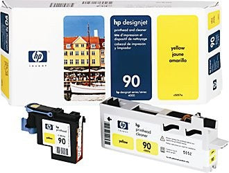 Tête d'impression Jet d'encre de Marque HP 90 (C5057AE) Jaune et dispositif de nettoyage