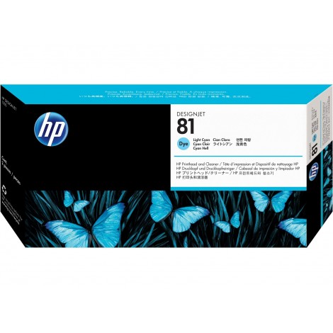 HP81 Tête d'impression de Marque No.81 C4954AE et dispositif de nettoyage light Cyan 1400 copies